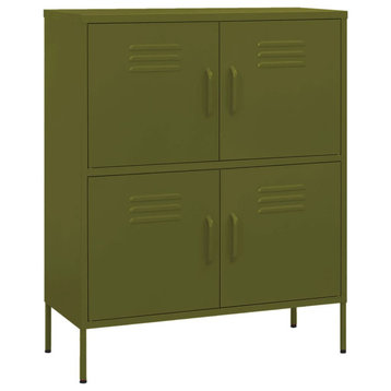 vidaXL Storage Cabinet File Cabinet with Shelves for Office Olive Green Steel