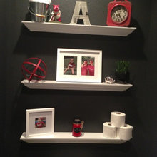 Powder Room makeover-Charcoal, White and Red