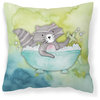Raccoon Bathing Watercolor Fabric Decorative Pillow