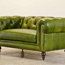 Bright Green Chesterfield Chair & 1/2 - Armchairs And Accent Chairs