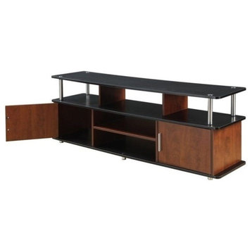 Pemberly Row Modern Wood TV Stand for TVs up to 59" in Cherry/Black
