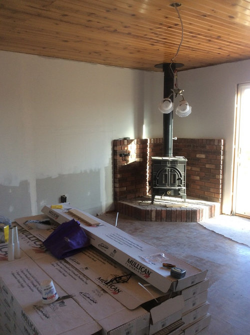 Wainscoting Height Issue With Wood Stove Hearth Barn Door Style