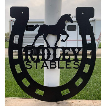 Personalized Horseshoe Stable Sign in Steel