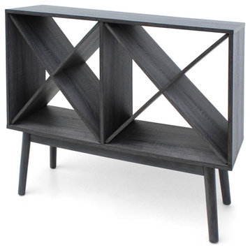 GDF Studio Britney Modern Sonoma Oak Finished Faux Wood Bar Cabinet, Sonoma Gray