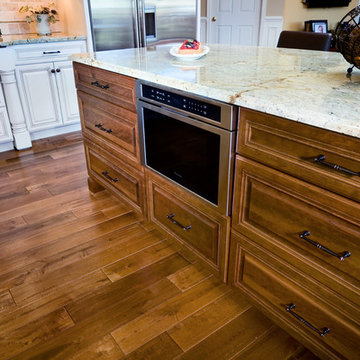 Island with undercounter microwave