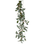 Worth Imports Inc. - Magnolia Leaves Garland With  White Berries, 5" - Our magnolia leaf garland with white berries is a great lifestyle home decor. It is also perfect for parties and table pieces.  It is part of a collection that includes a wreath and spray.