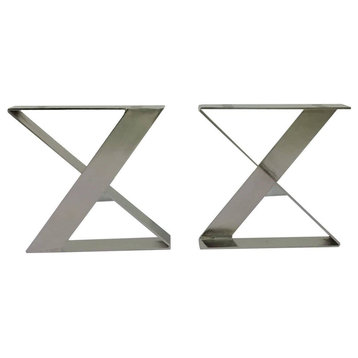 Trestle Chrome Coffee Table Base - Modern Metal Bench Legs - X Type