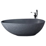 Vanity Art - Freestanding solid surface concrete bathtub with overflow and pop-up drain, Gray - Freestanding solid surface concrete bathtub with overflow and pop-up drain.  UPC Certified.
