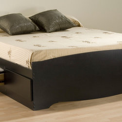 Prepac Platform Storage Bed with 6 Drawers in Black - Platform Beds