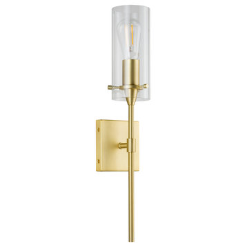 Effimero 1-Light Wall Vanity Corridor Sconce With Frosted, Satin Brass