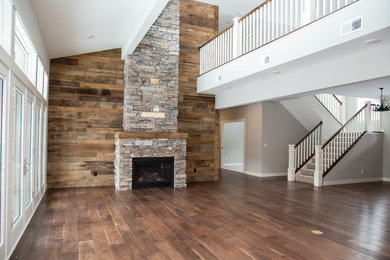 Mountain style living room photo in Minneapolis