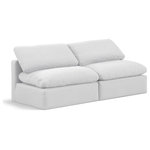 Meridian Furniture - Indulge Upholstered Modular Sofa, White, 2-Piece: 2 Armless Chair, Down Stuffed Linen Textured Fabric - Experience ultimate comfort and style with our white linen textured fabric Indulge Sofa. The luxurious linen texture of the fabric will elevate the aesthetic of any room. This sofa provides ample space for you to relax while its modular build offers the option of unlimited configurations. Whether you're looking to add a stylish element to your living room or a comfortable seating option to your bedroom, this sofa is the perfect choice.