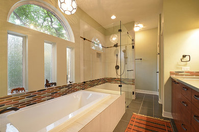 Walk-in shower - contemporary walk-in shower idea in Austin