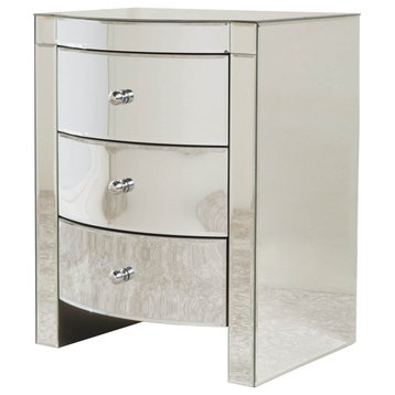 GDF Studio Jacinda Mirrored Accent 3-Drawer Nightstand