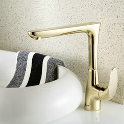 Contemporary Single Handle Centerset Bathroom Sink Faucet Ti-PVD Finish TP0490G - Bathroom Sink Faucets