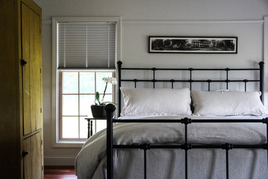 Example of a transitional bedroom design in Boston