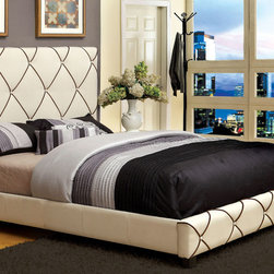 AUBURN MODERN QUEEN BED WITH IVORY AND BROWN FINISH CM7062F-Q - Beds