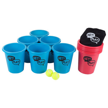 Giant Yard Pong Outdoor Game Set for the Whole Family – 12 Buckets, 2 Balls, and