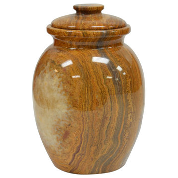 Marble Cremation Urn With Lid, Amber