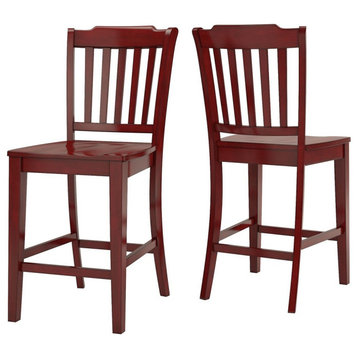 Arbor Hill Slat Back Counter Chair, Set of 2, Berry Red