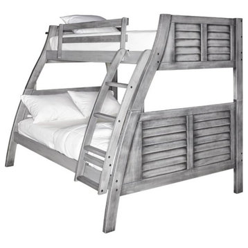 Linon Easton Solid Wood Bunk Bed in Gray