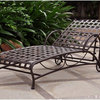 Pemberly Row Iron Patio Chaise Lounge in Matte Brown