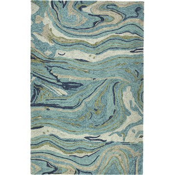 Kaleen Marble Hand-Tufted Rug, Teal, 8'x11'