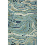 Kaleen - Kaleen Marble Collection Dark Teal Area Rug 8'x11' - Natural contemporary shapes are the main focus of this collection where you will find rugs from mild to wild. Mimicking the spherical works of glass art, the Marble Collection consists of a main overall tone with contrasting swirls of complimentary colors. These gorgeous hand-tufted rugs are produced using space-dyed, 100% imported wool which is then spun into a premium yarn. Each of these single pile rugs is then serged by hand and backed with Kaleen's signature cotton canvas.  Kaleen's hand-tufted rugs are made using 100% imported wool. Due to their thick piles and the way they are constructed, hand-tufted rugs are great to use in heavy traffic areas and will provide beauty for many years to come.
