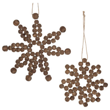 Wood Bead Snowflake Ornament, 12-Piece Set