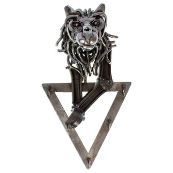 Novica Recycled Auto Parts Coat And Key Rack Lion Guard
