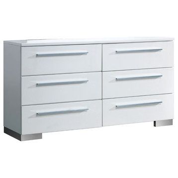 Minimal Modest Wooden Dresser In Contemporary With 6 Drawers, White