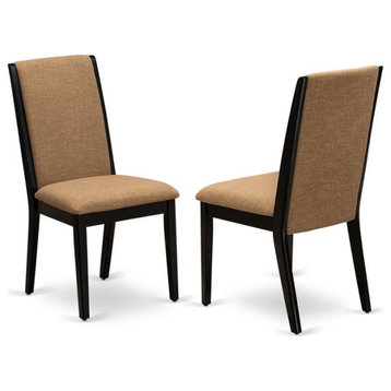 East West Furniture Lancy 39" Fabric Dining Chairs in Black/Brown (Set of 2)