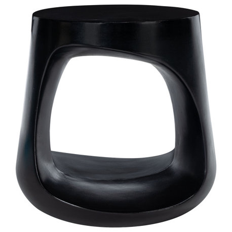 Vikki Concrete Accent Stool Black Safavieh