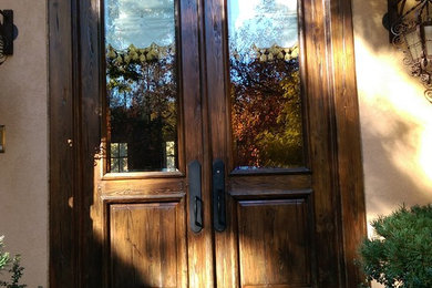 9 foot "distressed" double doors with heavy Jamb - before refinishing