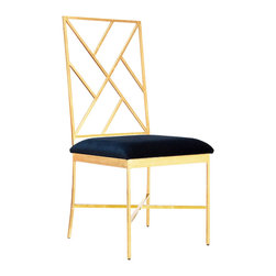 Worlds Away Ashton Gold Navy Dining Chair - Dining Chairs