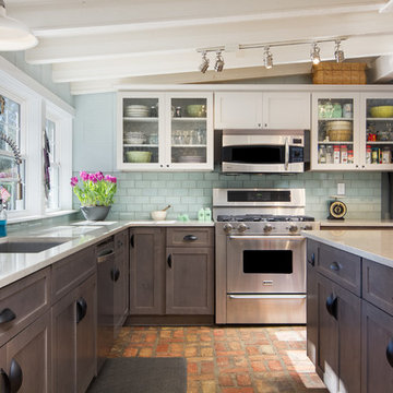 Transitional Kitchen Remodel Done in Both Stone and Boulder Color Cabinets
