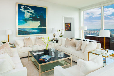 Example of a trendy living room design in New York