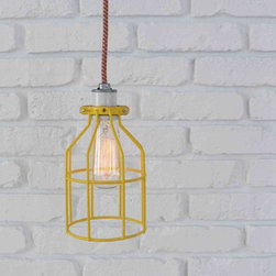 Open Cage Pendant Light in Yellow - Pendant Lighting