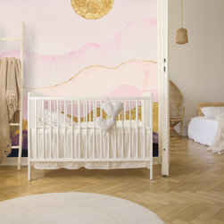 Pink Mountain Nursery Accent Wall - Wallpaper