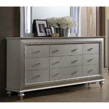 Wood Dresser with 9 Drawers, Champagne