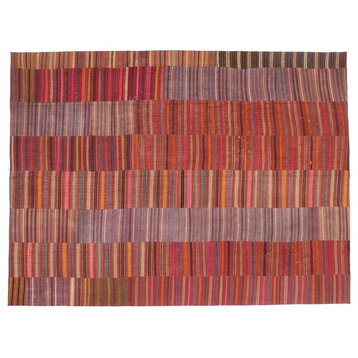 Rustic Vintage Striped Kilim Rug, 09'07 x 12'11