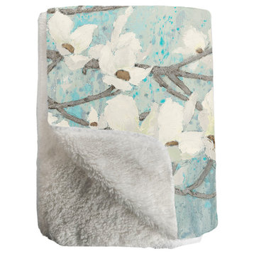Dogwood Blossoms Sherpa Throw Blanket