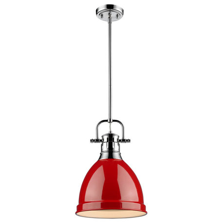Duncan Mini Pendant With Rod, Chrome, Chrome And Red