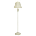 StyleCraft Home Collection - Seashell motif cream floor lamp Natural linen bell shade - Accent your decor with this lovely Floor Lamp.