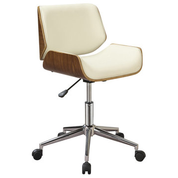 Adjustable Height Office Chair, White and Walnut