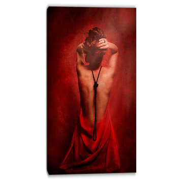 "Woman in Red" Portrait Contemporary Artwork, 16"x32"