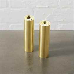 2-piece pull brushed gold salt and pepper set | CB2 - Baby And Kids