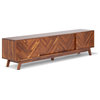 Herringbone TV Stand Low, Brown