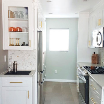 Removal of walls to open a small Long Beach kitchen
