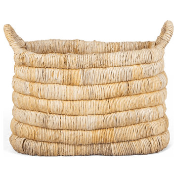 Rectangular Abaca Basket With Handle | dBodhi Caterpillar Sago, 18"w X 24"d X 21" H